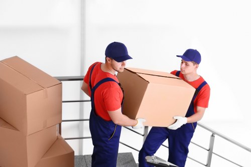 Commercial moving crew assisting with office relocation near Covent Garden