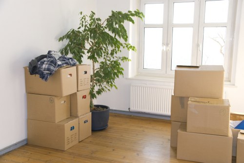 Organised office move setup in a busy Coventgarden street